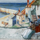 Vintage Original Oil Painting of English Fishing Village