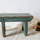 Primitive Handmade Green Painted Wood Stool