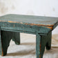 Primitive Handmade Green Painted Wood Stool