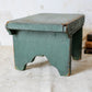 Primitive Handmade Green Painted Wood Stool