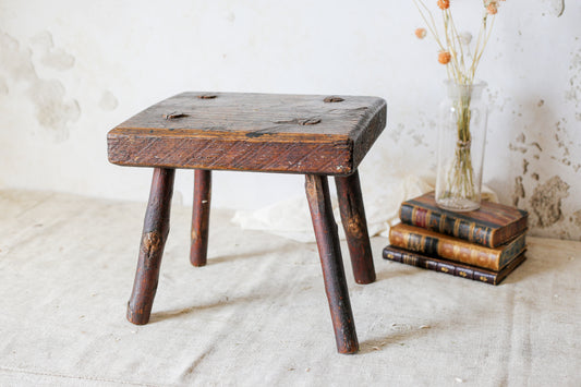 Primitive Handmade Wood Milking Stool