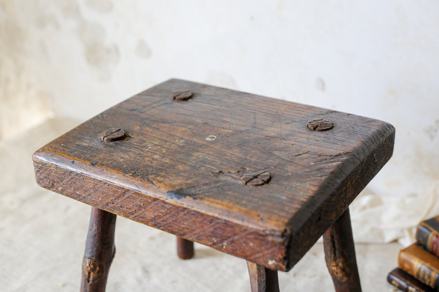 Primitive Handmade Wood Milking Stool