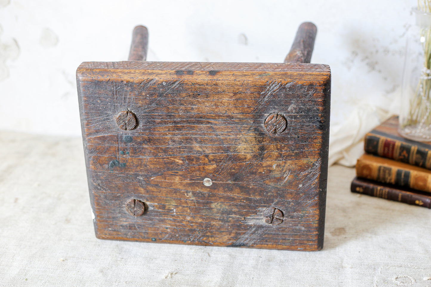 Primitive Handmade Wood Milking Stool