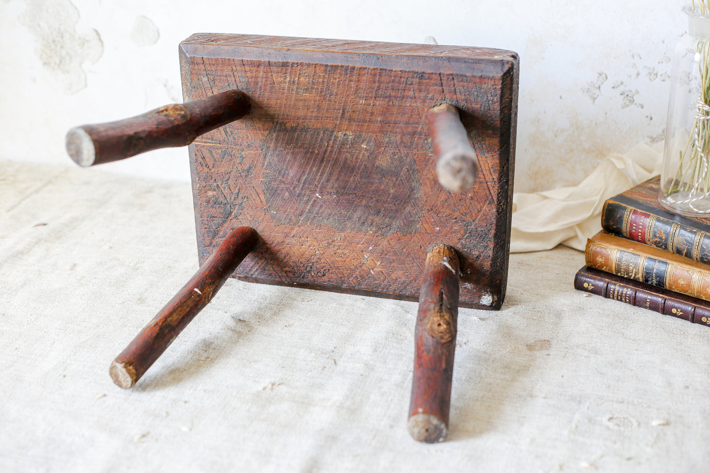 Primitive Handmade Wood Milking Stool