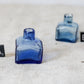 Antique Blue Glass English Inkwells