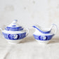 Antique Flow Blue Sugar Bowl & Creamer Set - Mongolia by Johnson Brothers
