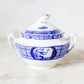 Antique Flow Blue Sugar Bowl & Creamer Set - Mongolia by Johnson Brothers