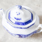 Antique Flow Blue Sugar Bowl & Creamer Set - Mongolia by Johnson Brothers