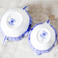 Antique Flow Blue Sugar Bowl & Creamer Set - Mongolia by Johnson Brothers