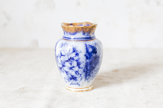 Antique Gilt Flow Blue Floral Bud Vase