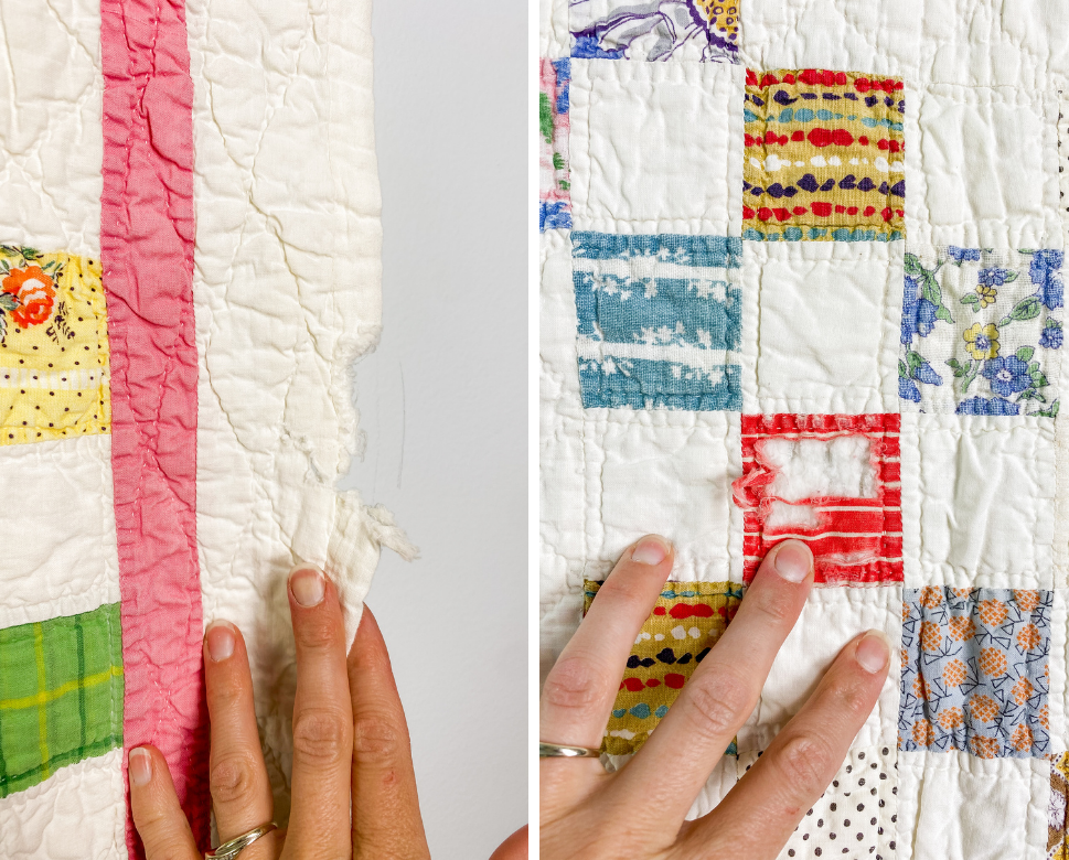 Vintage Pink and White Double Irish Chain Quilt, c1950