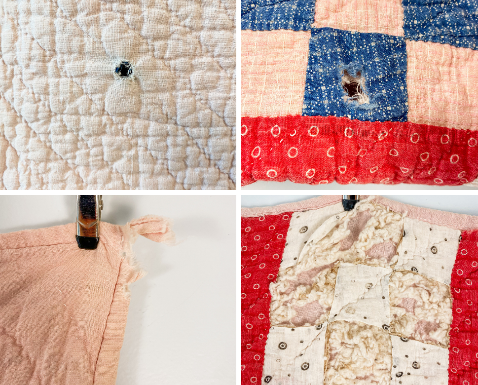 Vintage Red Nine Patch Cutter Quilt, c1930