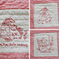 Vintage Redwork Nursery Rhyme Crib Quilt, c1920