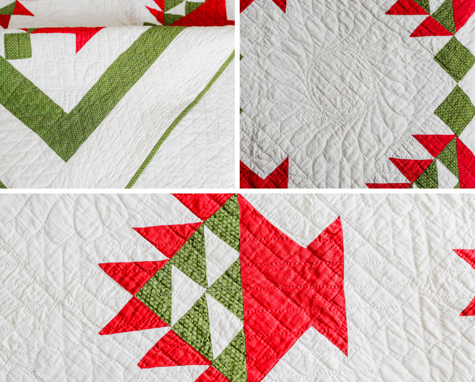 Antique Red and Green Basket Quilt, c1920