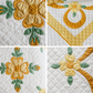 Vintage Yellow and Green Rose of Sharon Applique Quilt, c1930
