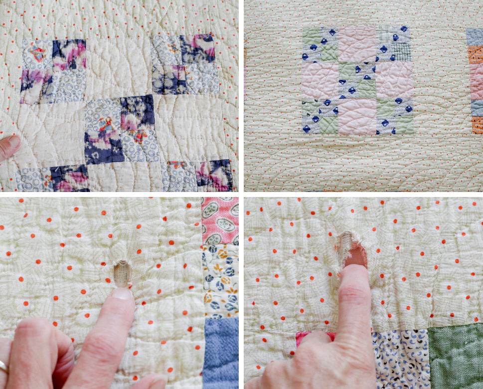 Vintage Pastel Nine Patch Quilt, c1930