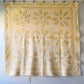 Vintage Yellow and Green Tulip Swirl Applique Sateen Quilt, c1930