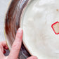 Antique Majolica Round Footed Bread Platter with Mottled Center