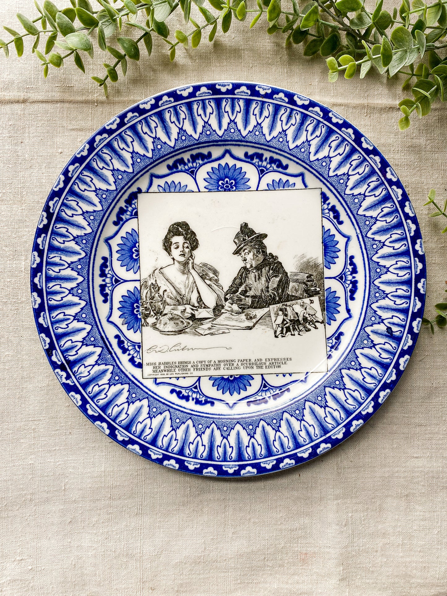 Antique Gibson Girl Ironstone Plate by Royal Doulton, c1900