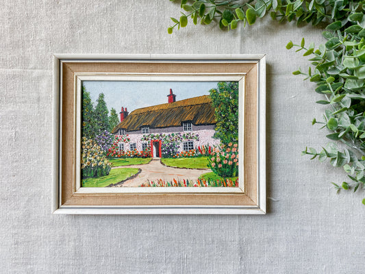 Original English Thatched Cottage Oil Painting on Board