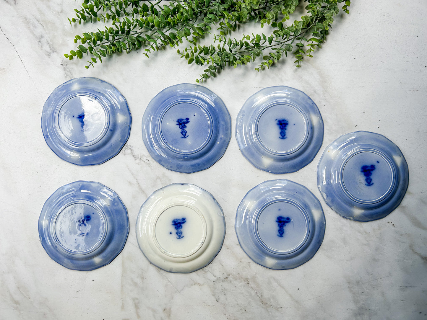Antique Flow Blue 7.5” Plates - Cabul by Challinor, c1880