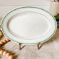 Vintage White and Green Stripe Chunky 9" Restaurant Ware Platter by Wood & Sons, England