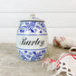 Antique German Blue Onion Ceramic Canister for Barley with Lid, c1900