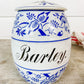 Antique German Blue Onion Ceramic Canister for Barley with Lid, c1900
