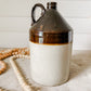 Vintage Two Tone Brown and Cream Large Stoneware Whiskey Jug