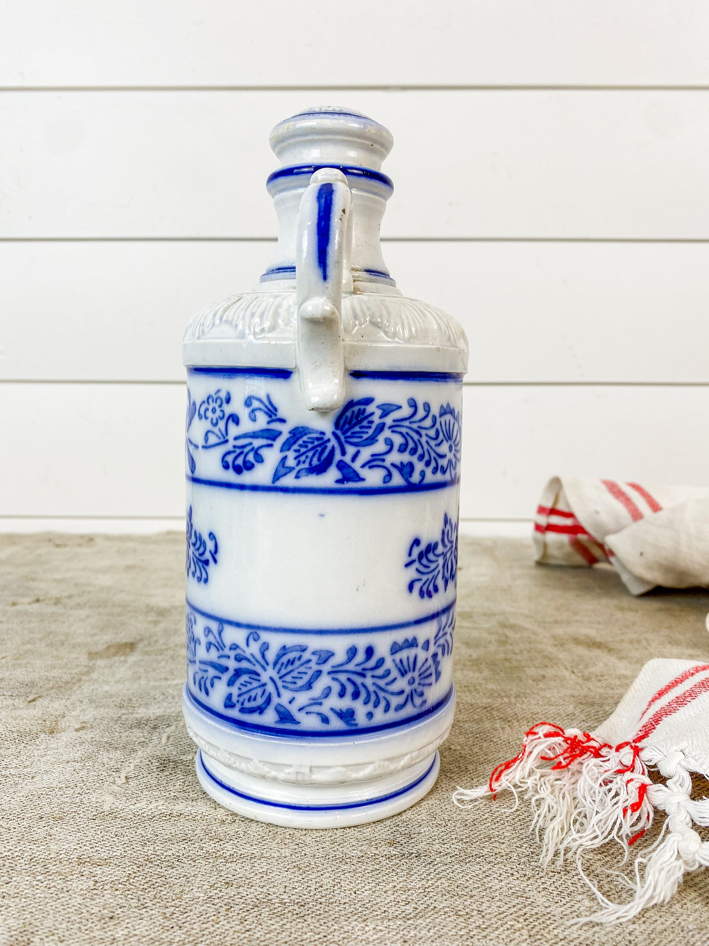 Antique Blue Onion Meissen-Style Vinegar Cruet Bottle with Stopper