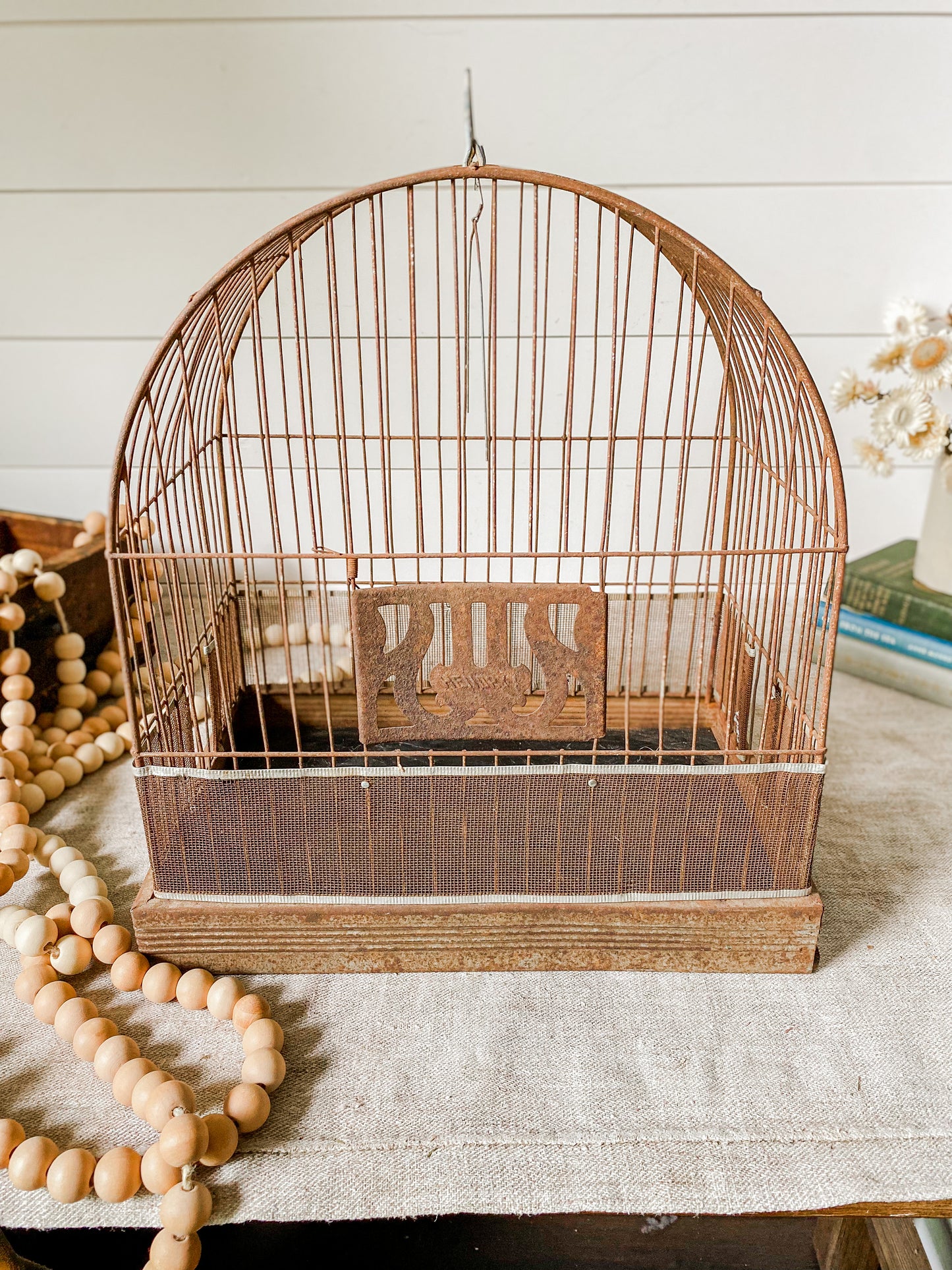 Vintage Rustic Hendryx Metal Bird Cage with Removable Bottom