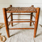 Vintage Handmade Shaker Style 18" Tall Stool with Woven Split Wood Seat | Rustic Farmhouse Plant Stand