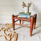 Vintage Handmade Shaker Style 13" Tall Stool with Woven Split Wood Seat | Flat Rush Stool
