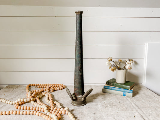 Vintage Brass Firehose Nozzle with Double Handles | Unique Doorstopper | Fire House Decor