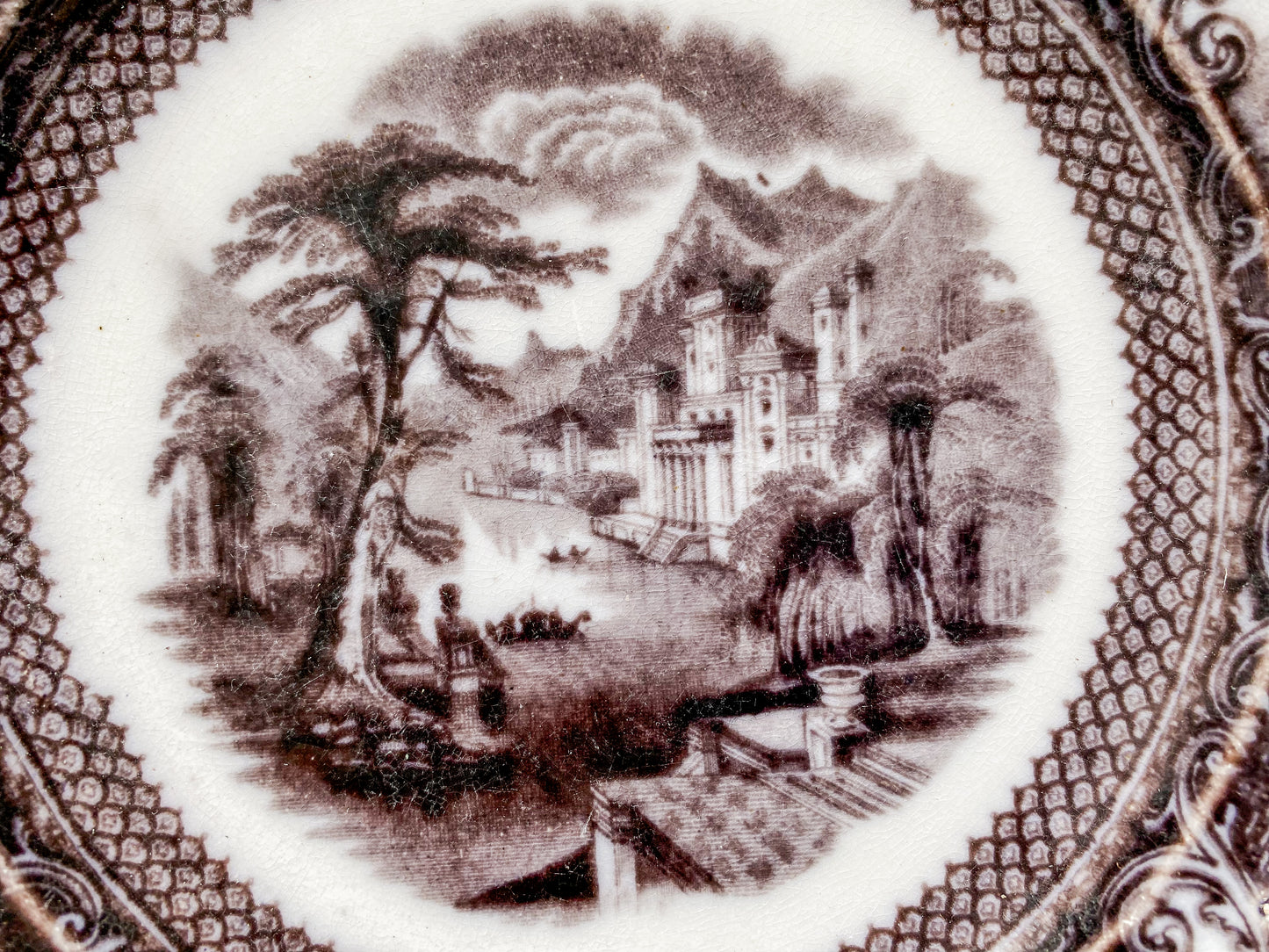 Antique Mulberry Transferware 8" Ironstone Plate | Tavoy by T. Walker, c1850