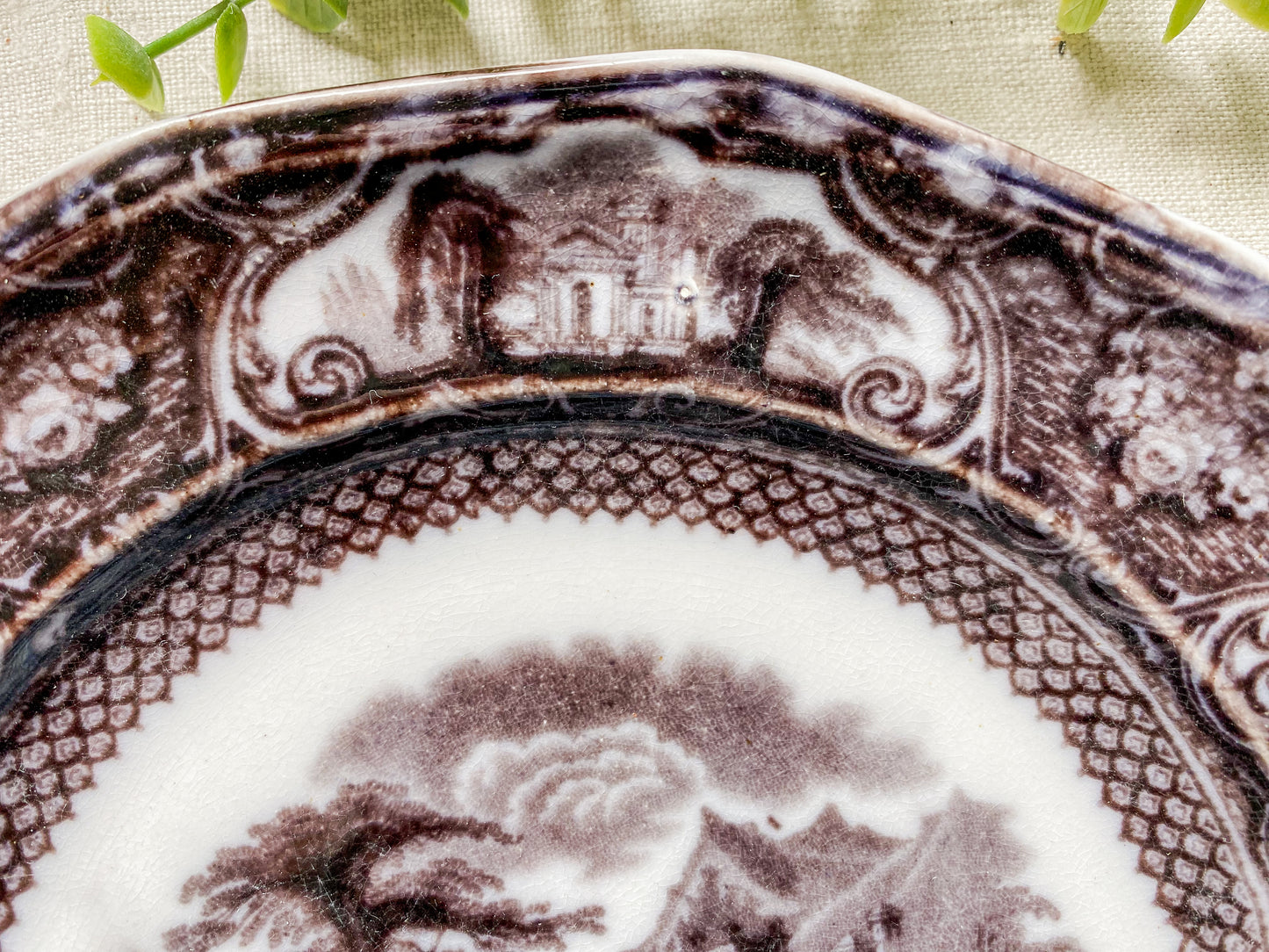 Antique Mulberry Transferware 8" Ironstone Plate | Tavoy by T. Walker, c1850