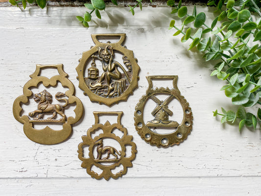 Vintage English Horse Brass Bridle Medallions