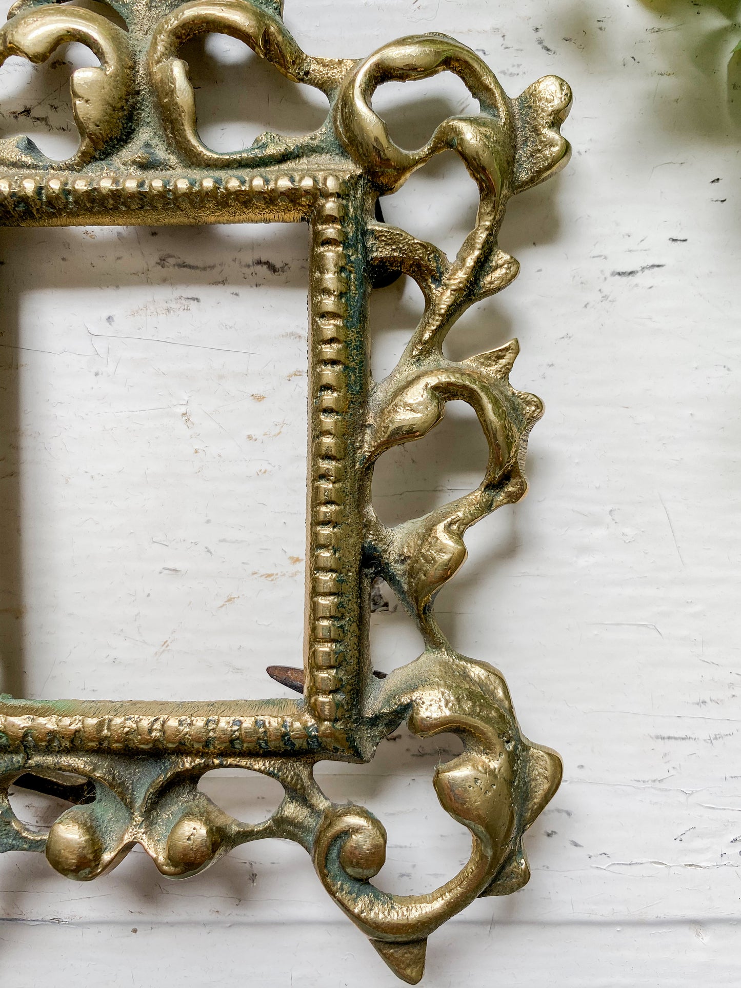 Antique Victorian Rococo Brass Mini Frame