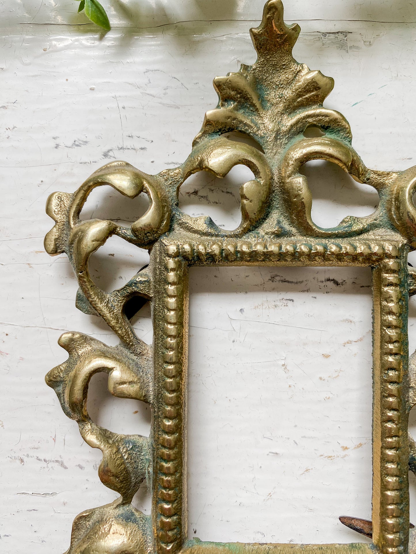 Antique Victorian Rococo Brass Mini Frame