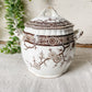 Antique Ironstone Sugar Bowl with Brown Floral Transfer | Furnivals England c1880