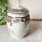 Antique Ironstone Sugar Bowl with Brown Floral Transfer | Furnivals England c1880