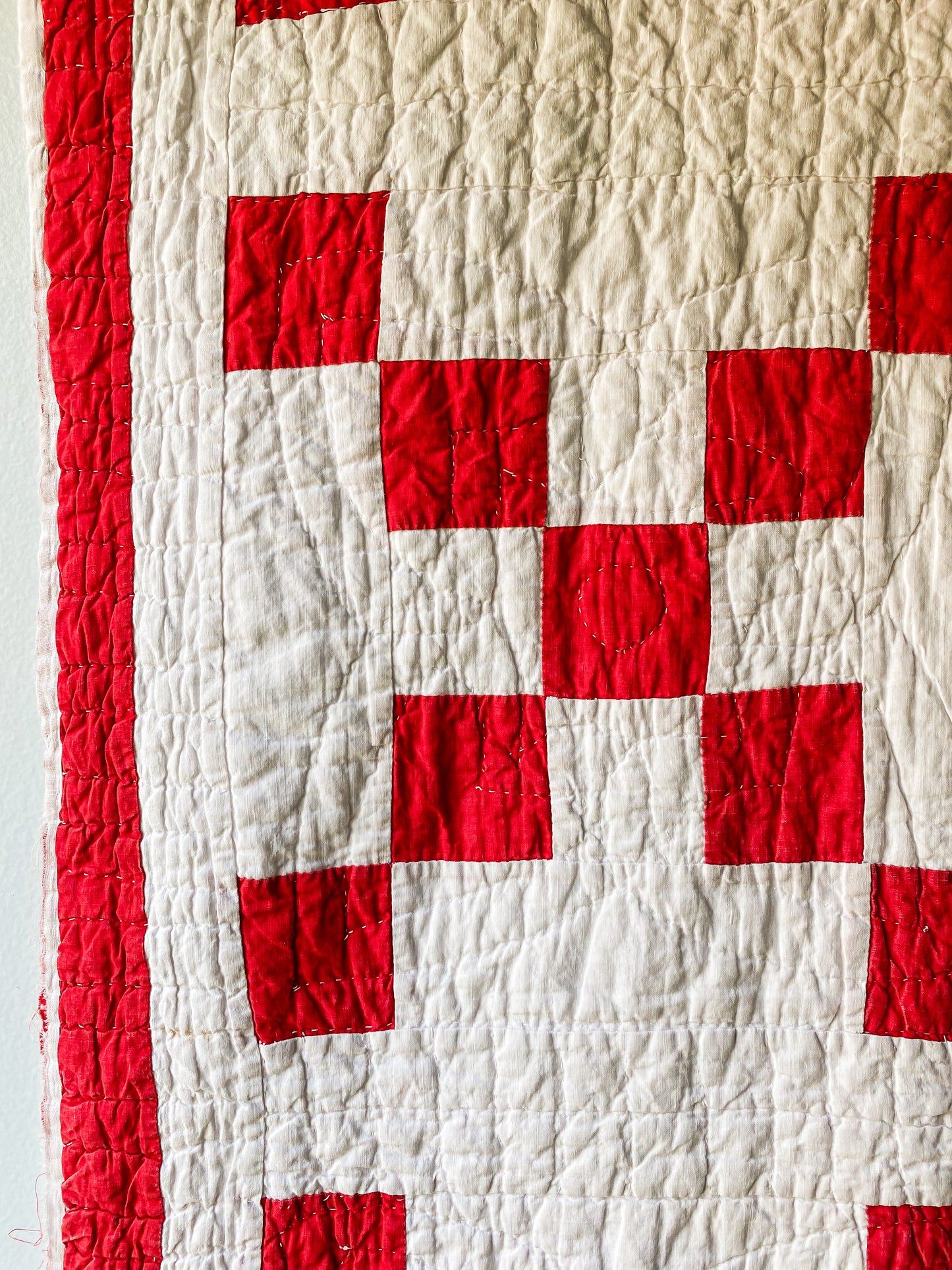 Vintage Red and White Irish Chain Quilt