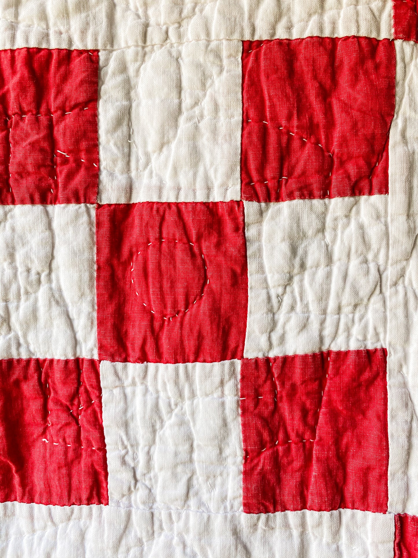 Vintage Red and White Irish Chain Quilt