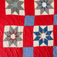 Antique Primitive Red Sunflower Quilt, c1910