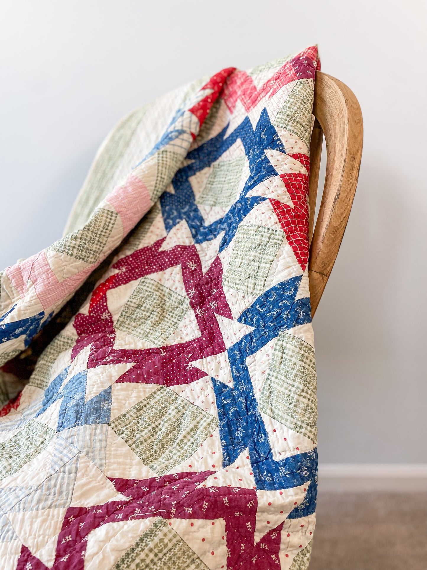 Antique Original Square in a Square Variation Quilt, c1910