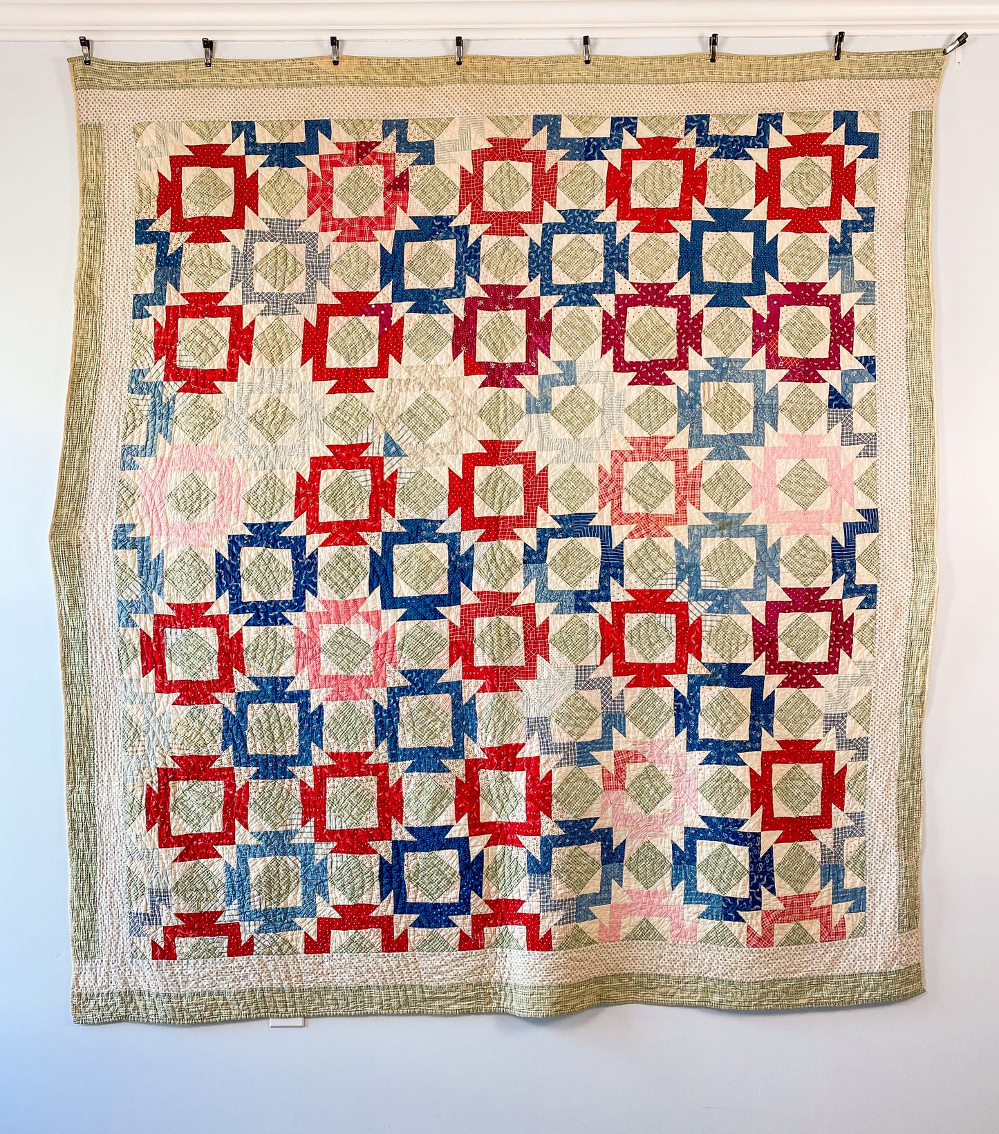 Antique Original Square in a Square Variation Quilt, c1910