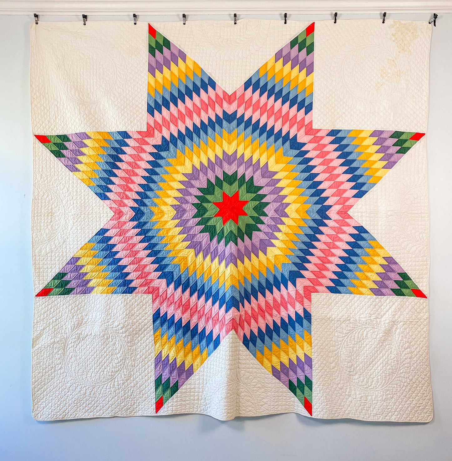 Vintage Rainbow Lone Star Quilt, c1930