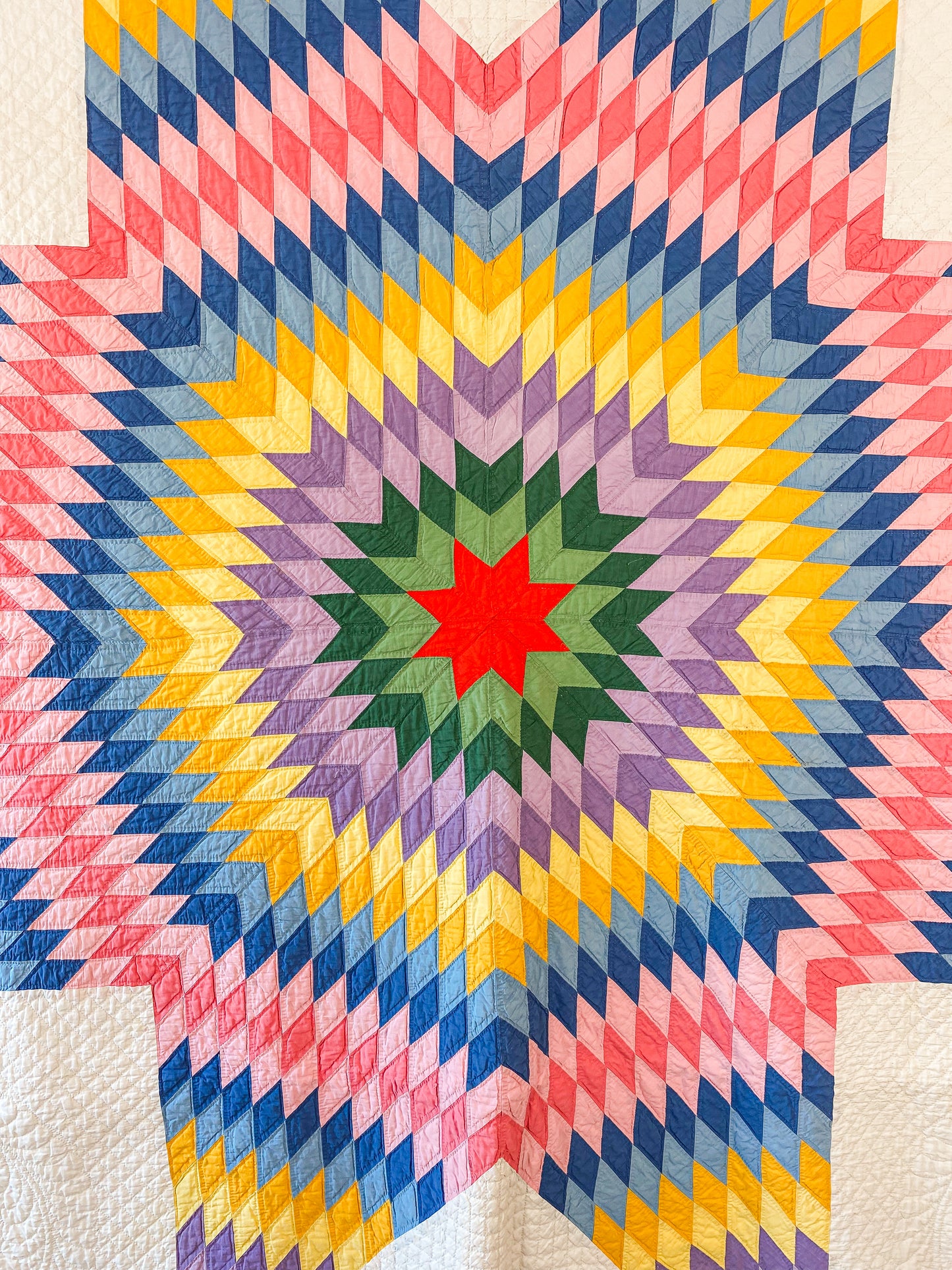 Vintage Rainbow Lone Star Quilt, c1930