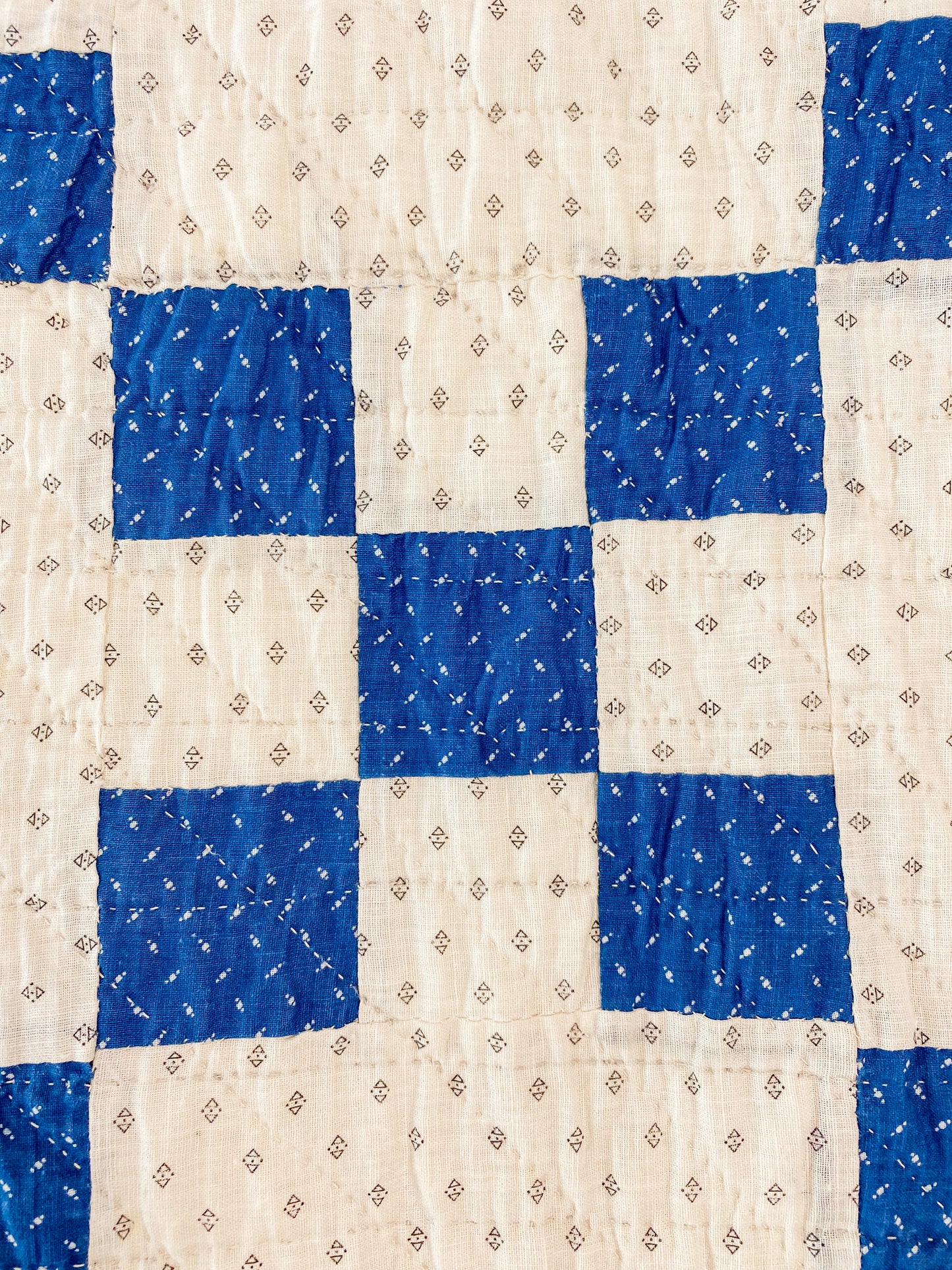 Vintage Blue and White Single Irish Chain Quilt, c1920