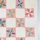 Vintage Pink and White 8-Point Star Quilt, c1940